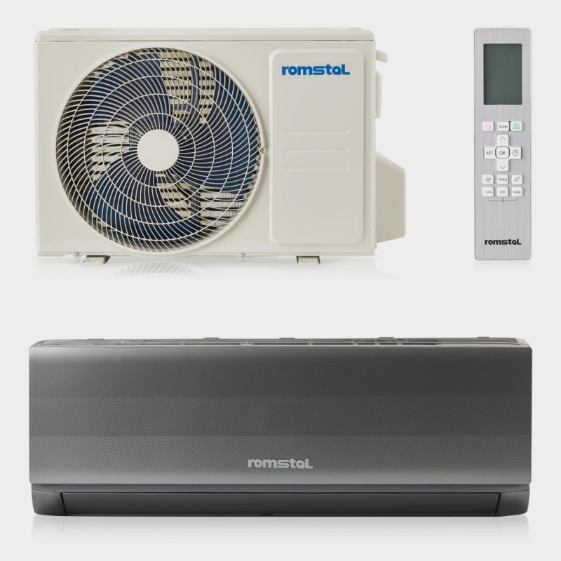 Инверторен климатик Romstal EcoVent 500, сив, Wi-Fi, R32, 12000 BTU, Клас A+++/A++ | Лотос Клима